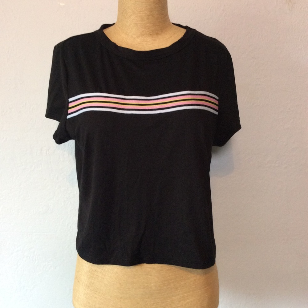 Rainbows & Cupcakes Black Crop Top